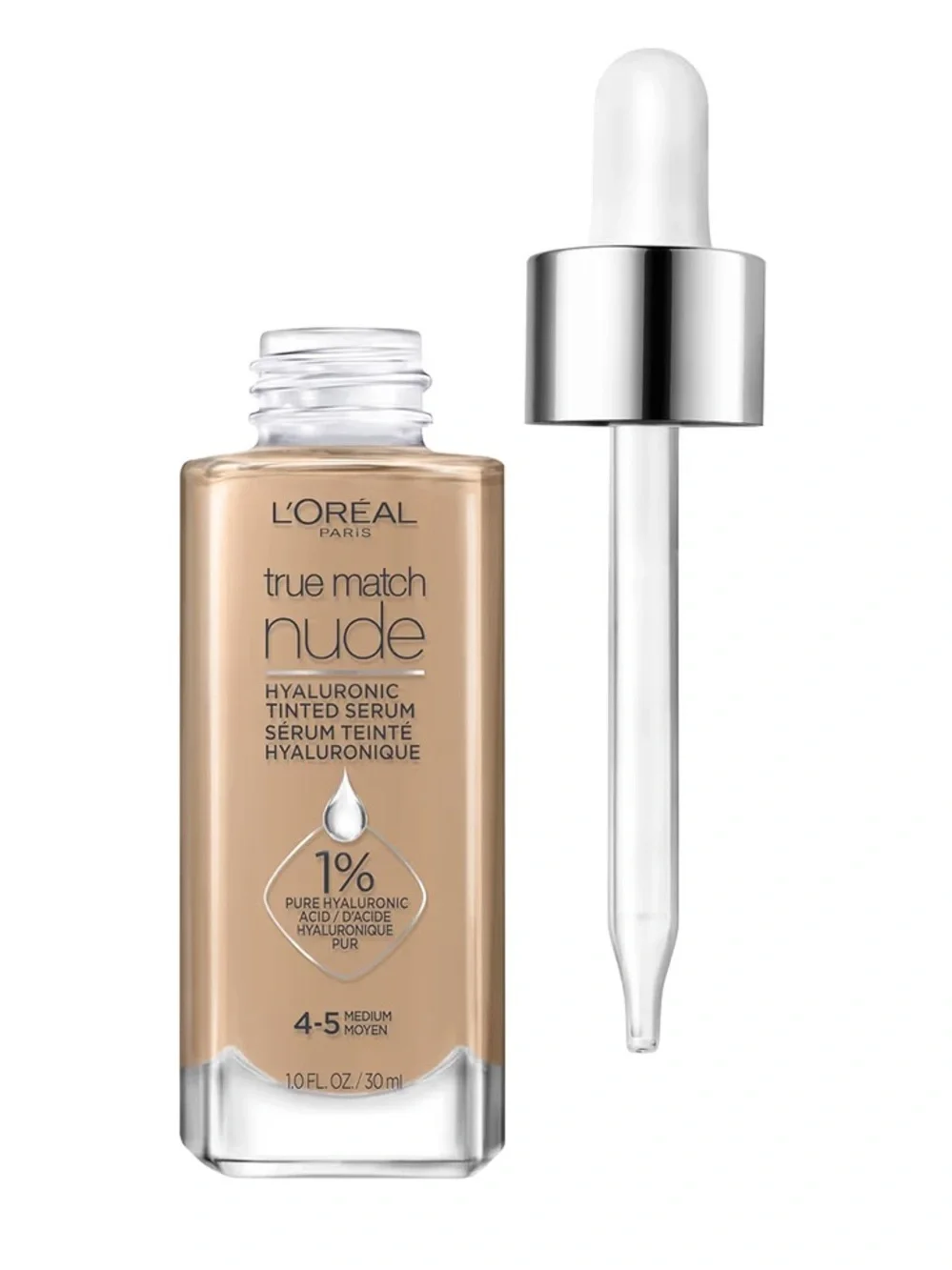 L'Oreal Paris True Match Nude Hyaluronic Tinted Serum Foundation 4-5